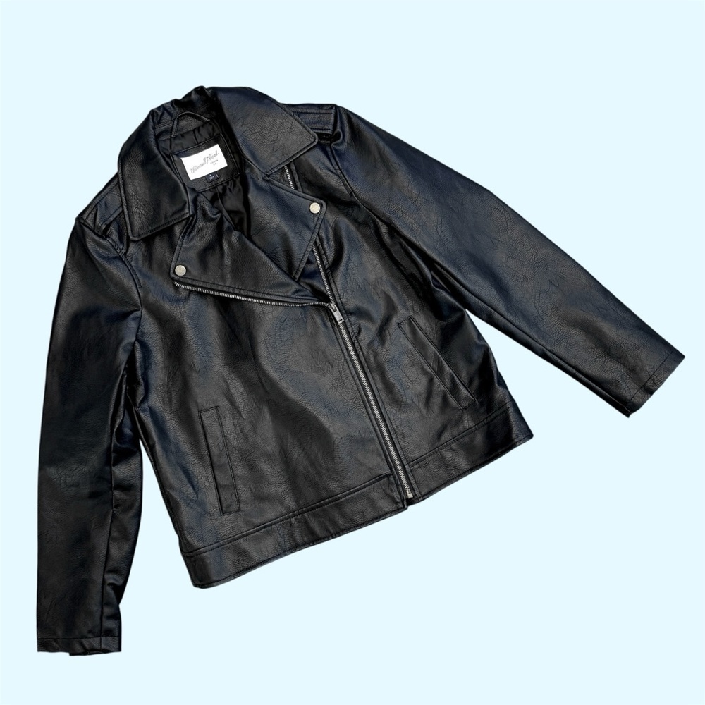 Universal Thread Black Faux Leather Moto Jacket Size M Like New